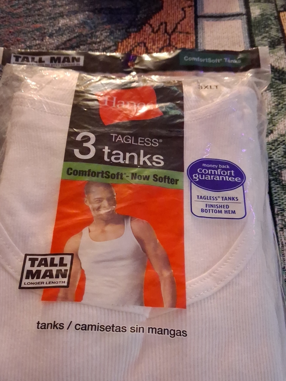 Hanes White Tagless ComfortSoft Tank Tops - 3 Pack (Tall)